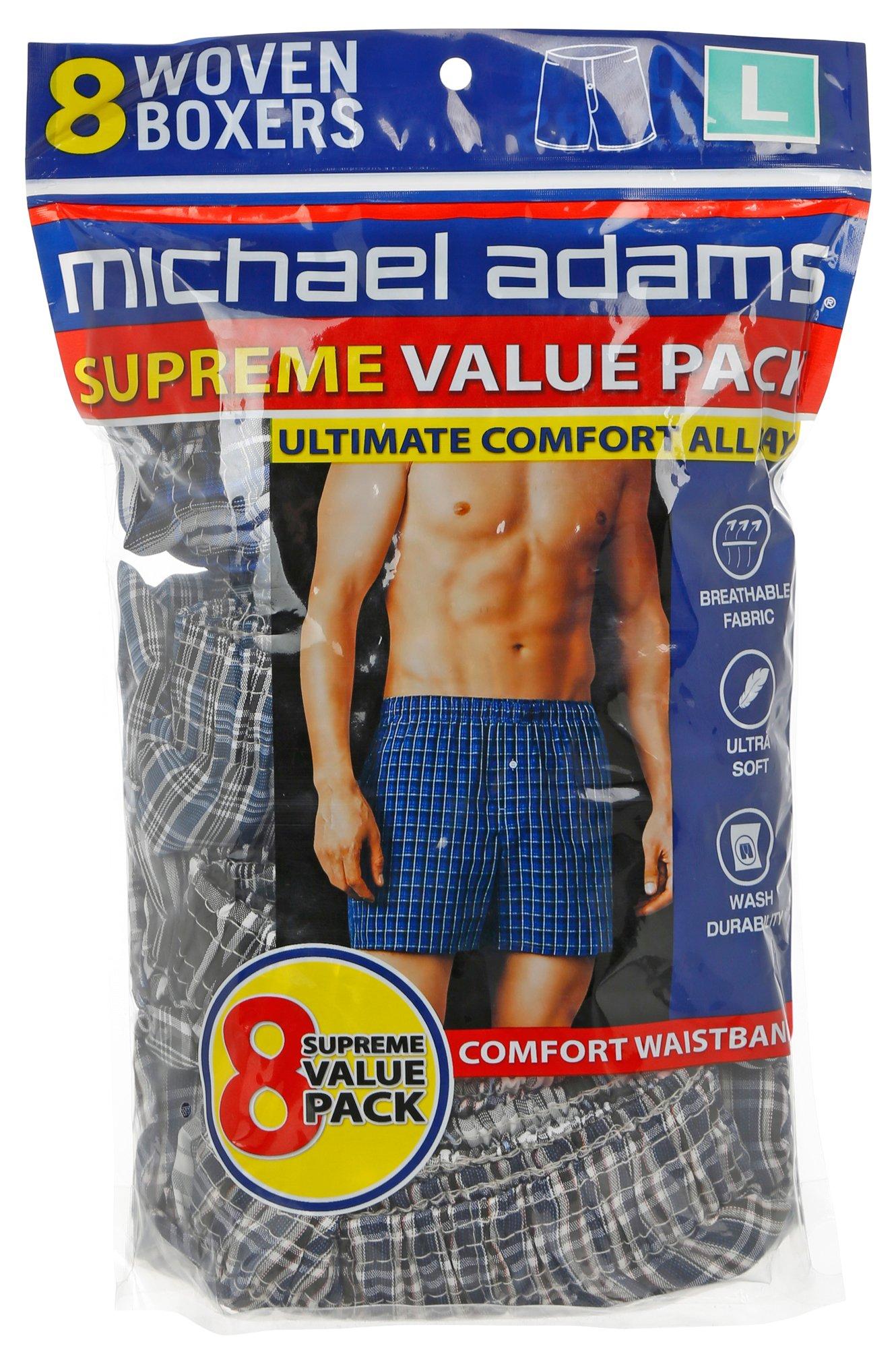 Michael Adams Mens Underwear Pack of 8 Boxer Briefs for Men 